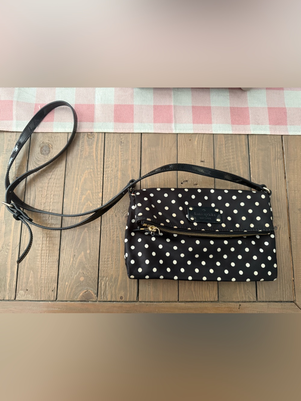 Black Polka Dot Crossbody Bag with White Dots